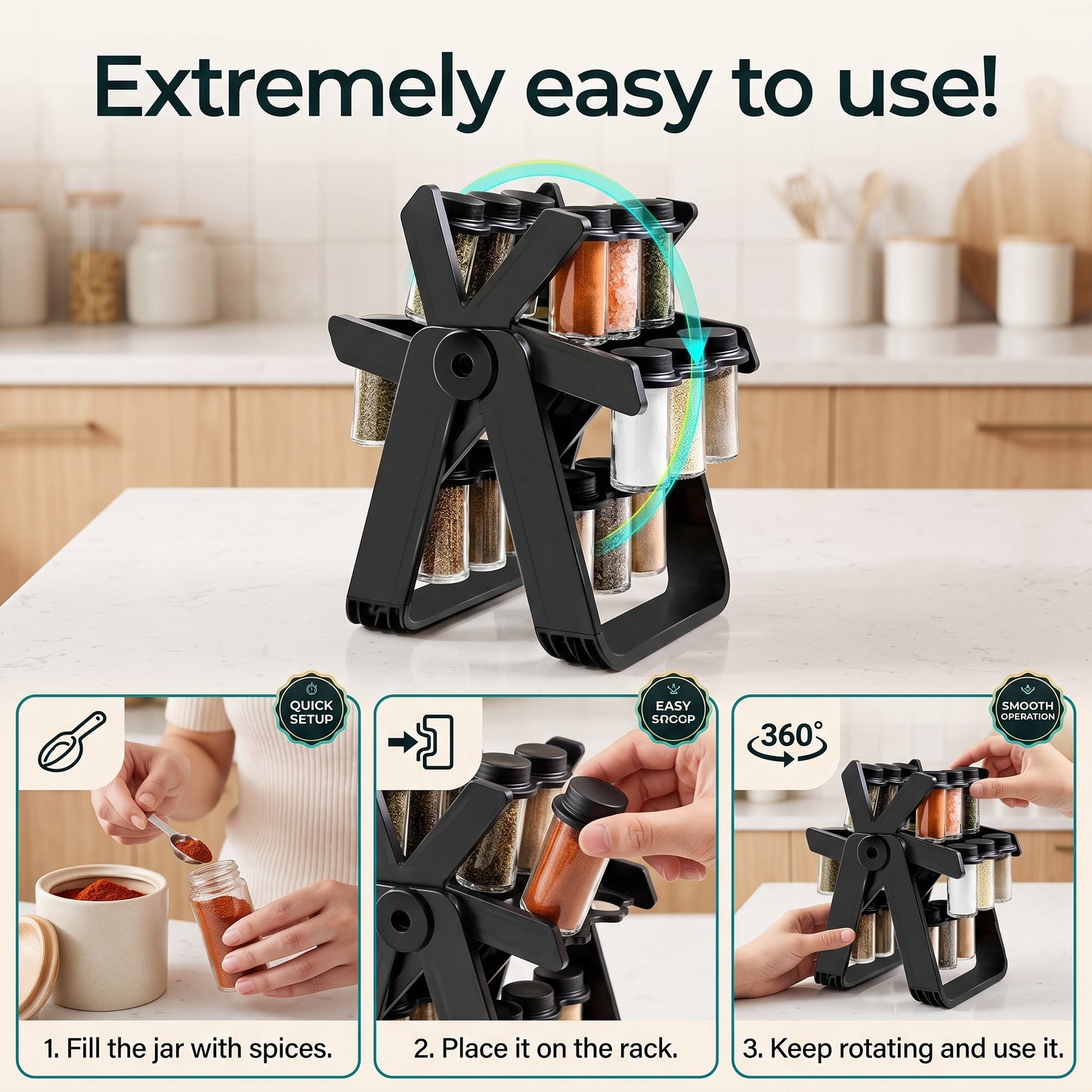 Mykitchens™ 18-Jar Premium Spice Organizer