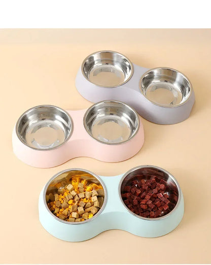 Double Stainless Steel Pet Food & Water Bowl