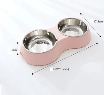 Double Stainless Steel Pet Food & Water Bowl