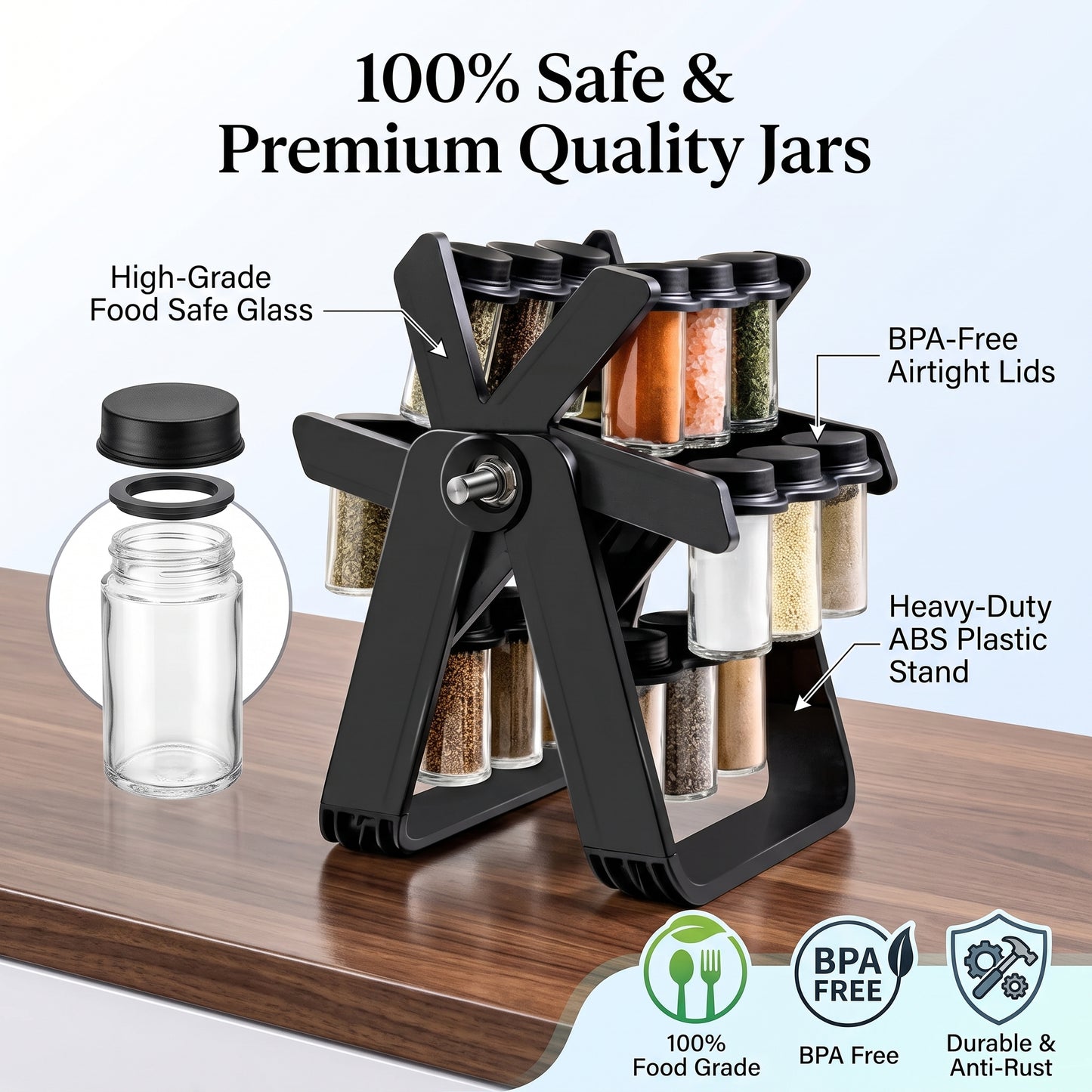 Mykitchens™ 18-Jar Premium Spice Organizer